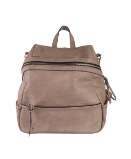 Lorenz Accessories Faux Leather Backpack with 3 Zips and Detachable Shoulder Strap-CLEARANCE!